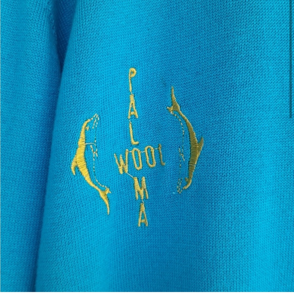 Paloma Wool Bright Turquoise Zip-Neck Pullover - Picture 3 of 10